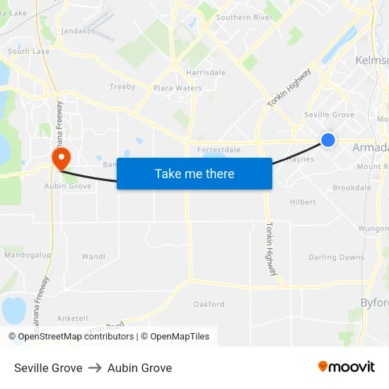 Seville Grove to Aubin Grove map