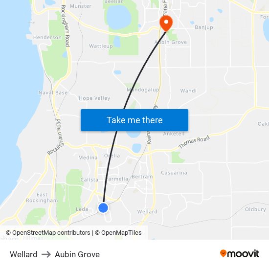 Wellard to Aubin Grove map