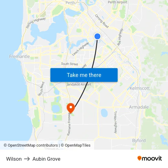 Wilson to Aubin Grove map