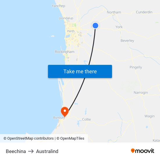 Beechina to Australind map