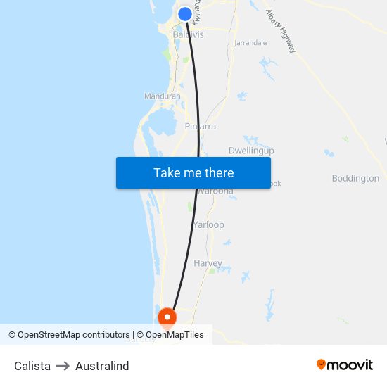 Calista to Australind map