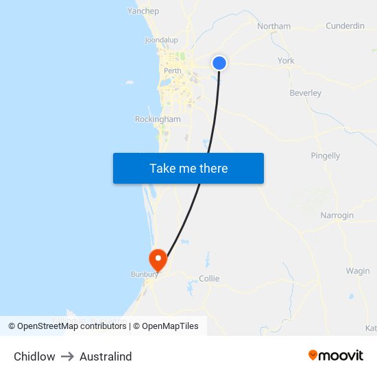 Chidlow to Australind map