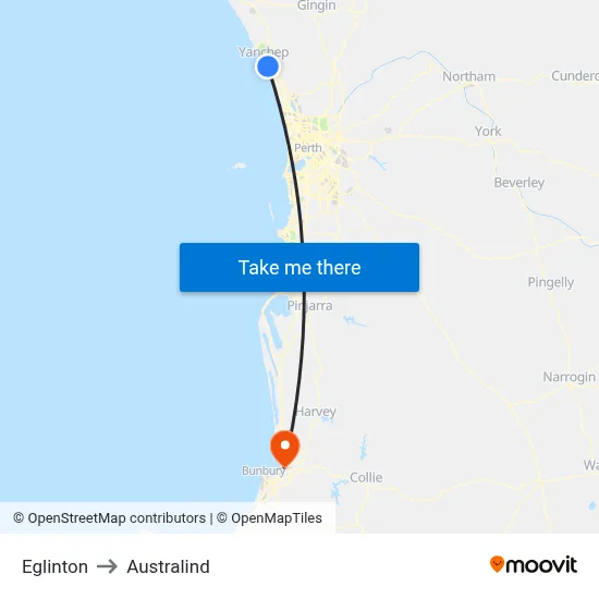 Eglinton to Australind map