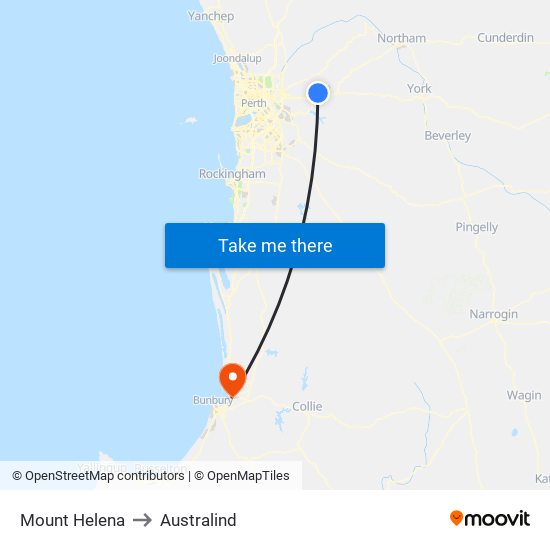 Mount Helena to Australind map