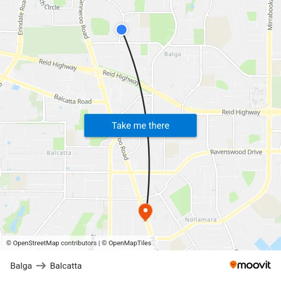 Balga to Balcatta map