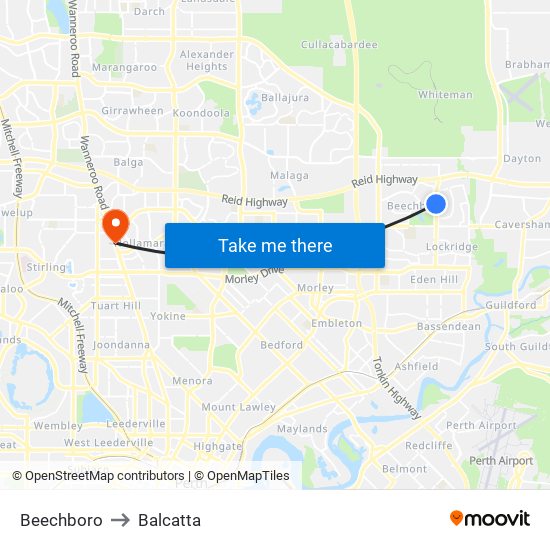 Beechboro to Balcatta map