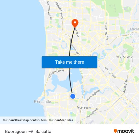 Booragoon to Balcatta map