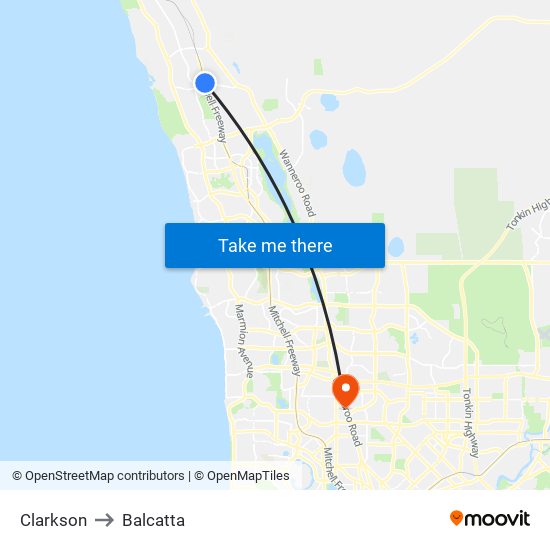 Clarkson to Balcatta map