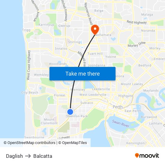 Daglish to Balcatta map