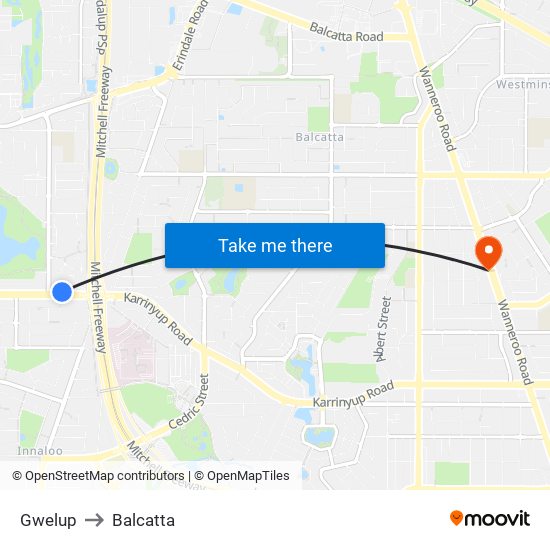 Gwelup to Balcatta map