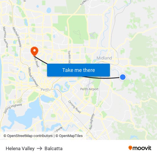 Helena Valley to Balcatta map