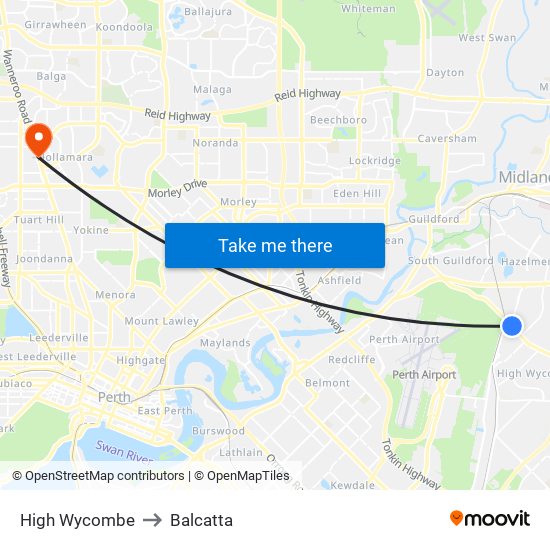 High Wycombe to Balcatta map