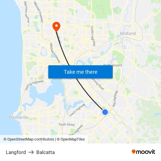 Langford to Balcatta map