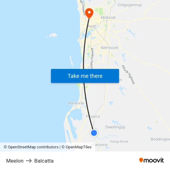Meelon to Balcatta map