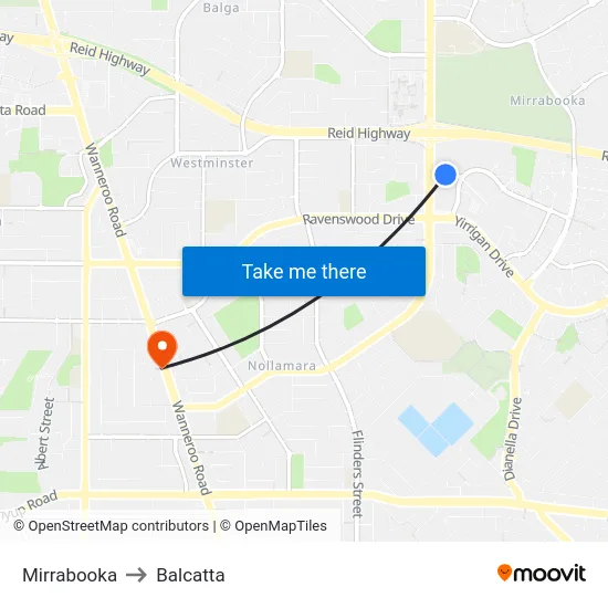 Mirrabooka to Balcatta map