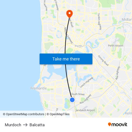 Murdoch to Balcatta map