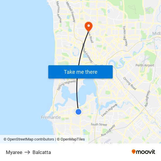Myaree to Balcatta map