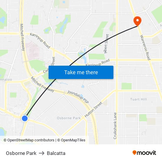 Osborne Park to Balcatta map