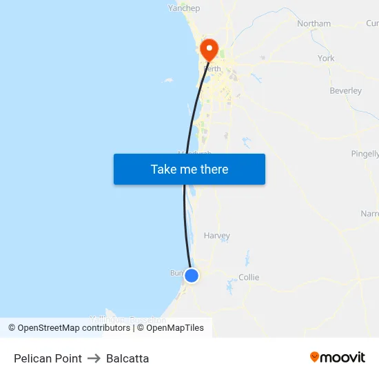 Pelican Point to Balcatta map