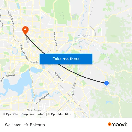 Walliston to Balcatta map