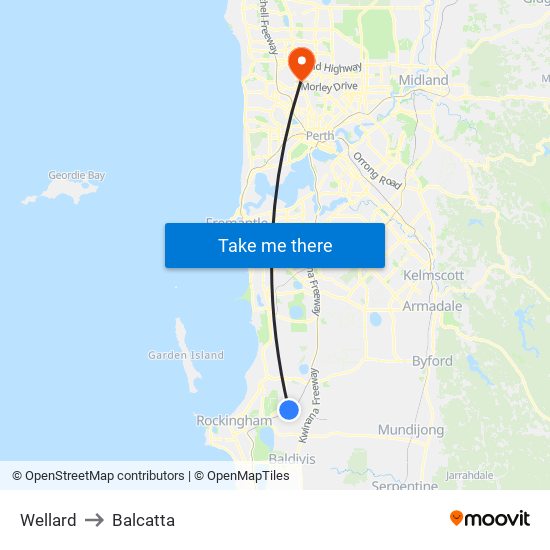 Wellard to Balcatta map