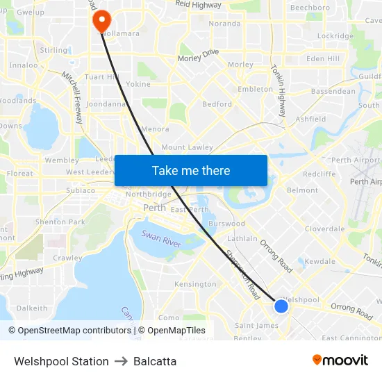 Welshpool Station to Balcatta map