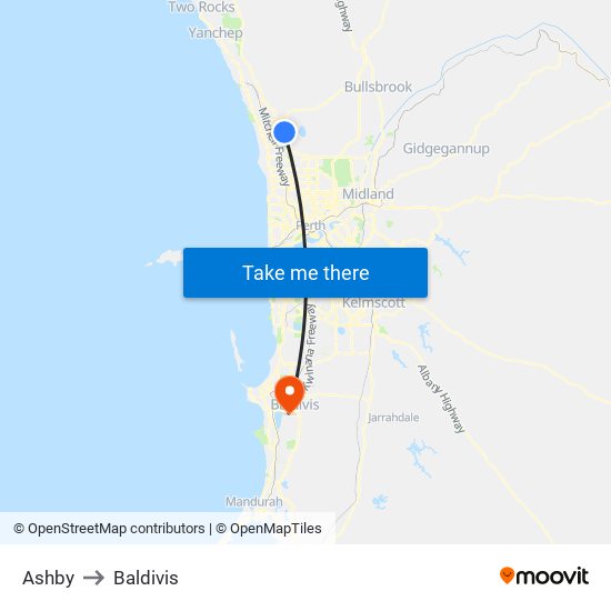 Ashby to Baldivis map