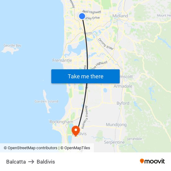 Balcatta to Baldivis map