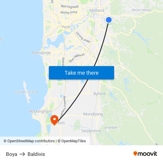 Boya to Baldivis map