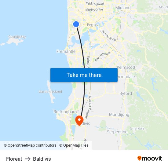 Floreat to Baldivis map