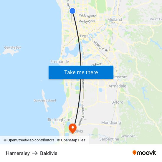 Hamersley to Baldivis map