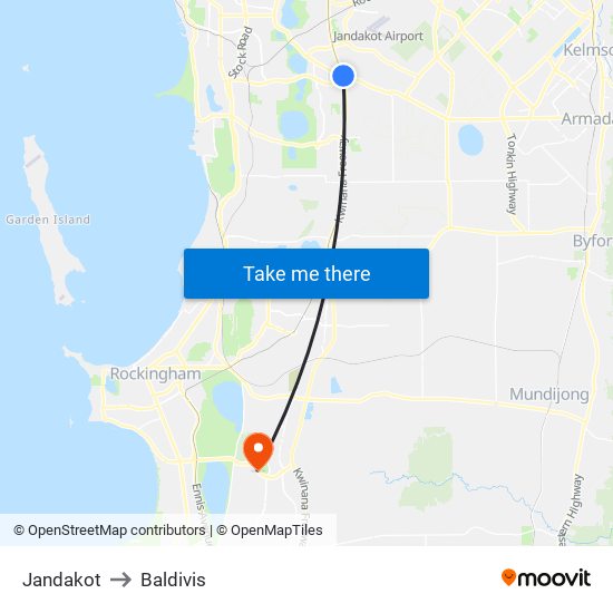 Jandakot to Baldivis map