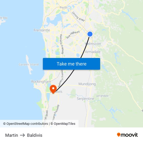 Martin to Baldivis map