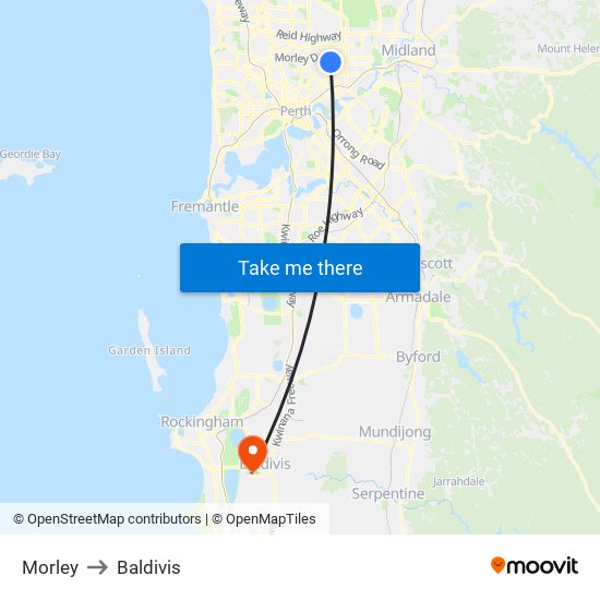 Morley to Baldivis map