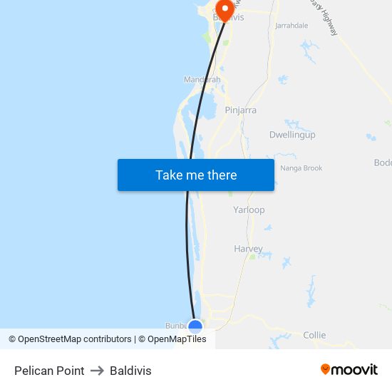 Pelican Point to Baldivis map