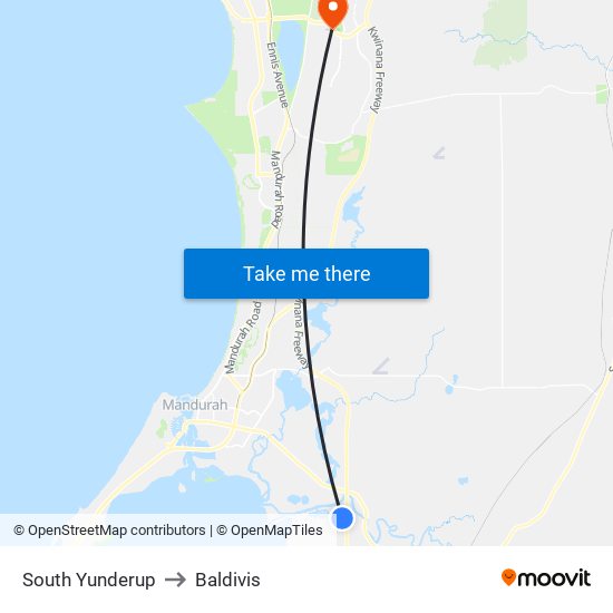 South Yunderup to Baldivis map