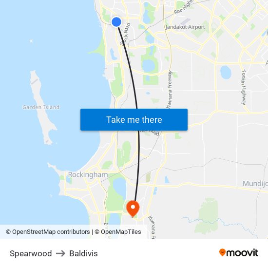 Spearwood to Baldivis map