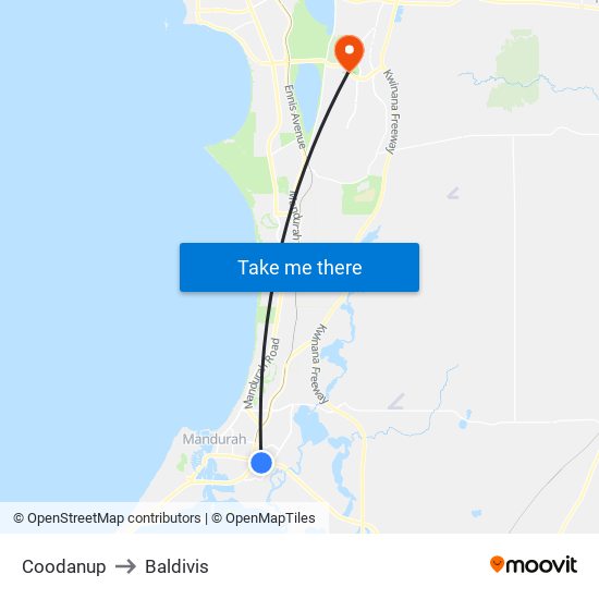 Coodanup to Baldivis map