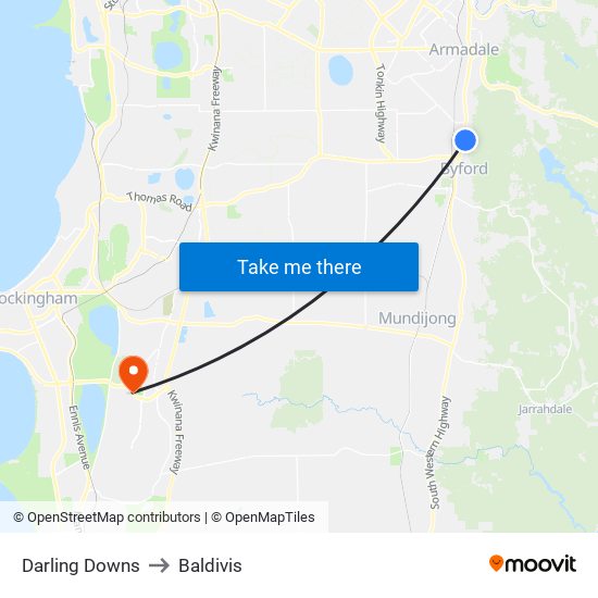 Darling Downs to Baldivis map