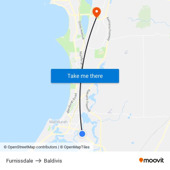 Furnissdale to Baldivis map