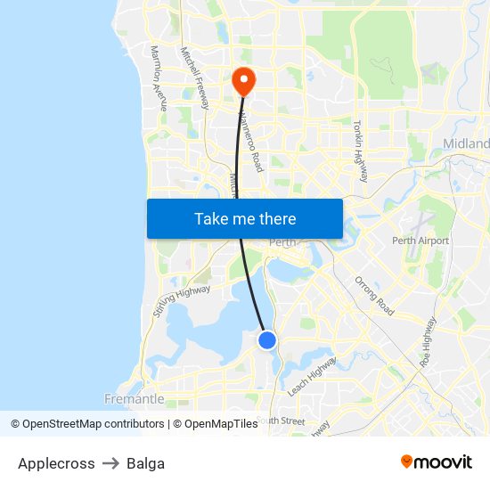 Applecross to Balga map