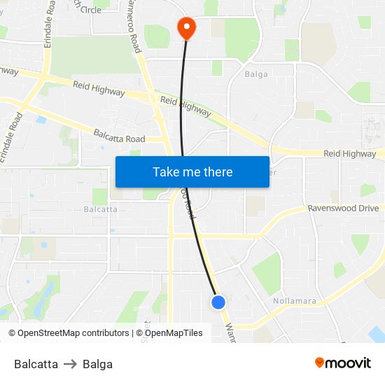 Balcatta to Balga map