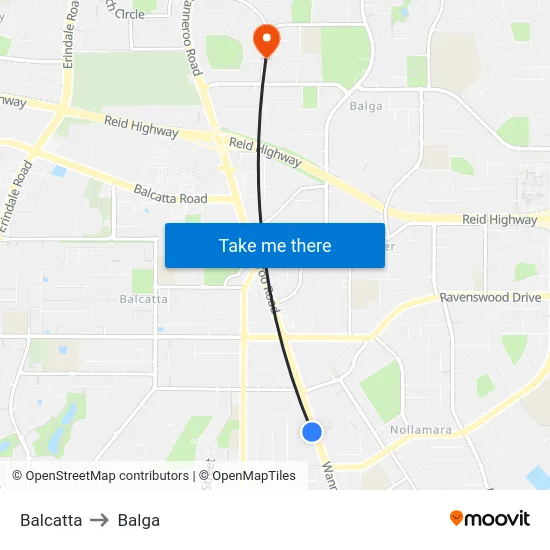 Balcatta to Balga map