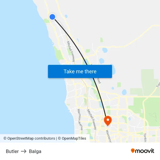 Butler to Balga map