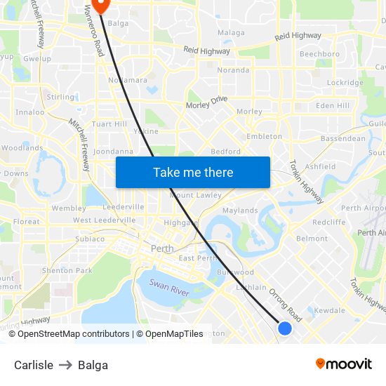 Carlisle to Balga map