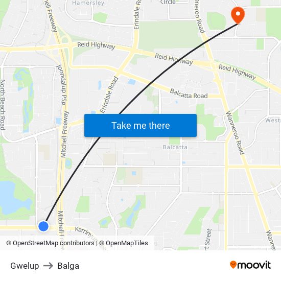 Gwelup to Balga map