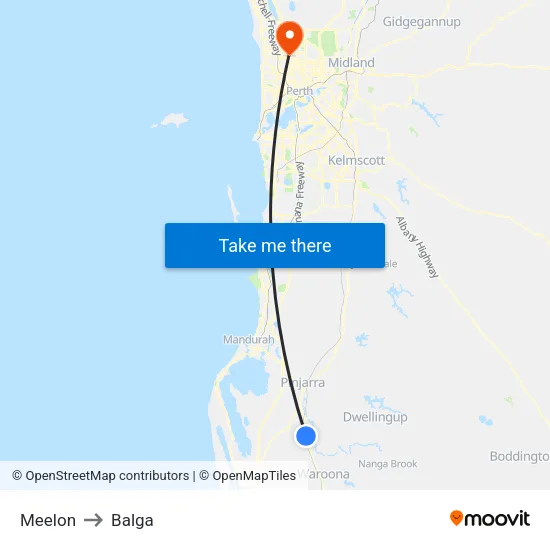 Meelon to Balga map
