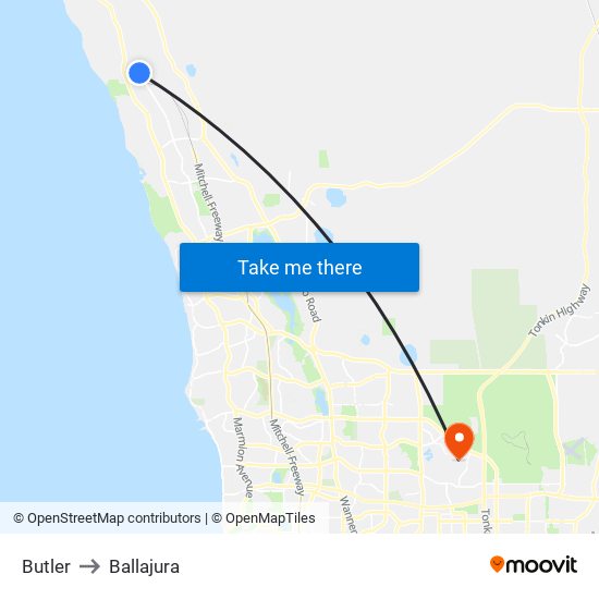Butler to Ballajura map