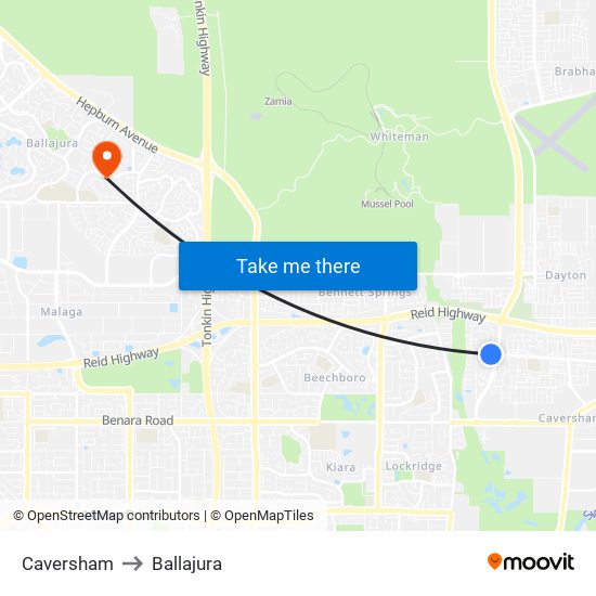 Caversham to Ballajura map