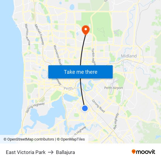 East Victoria Park to Ballajura map